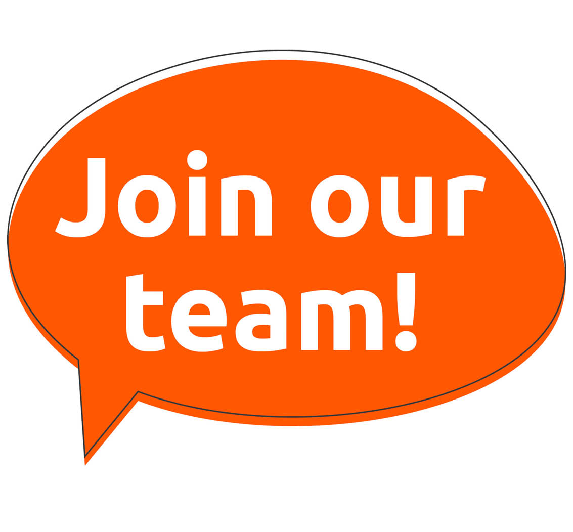 Speech bubble graphic with text saying Join Our Team!