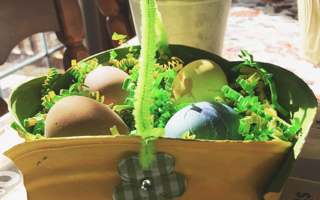 Handmade Easter basket with natural dyed eggs