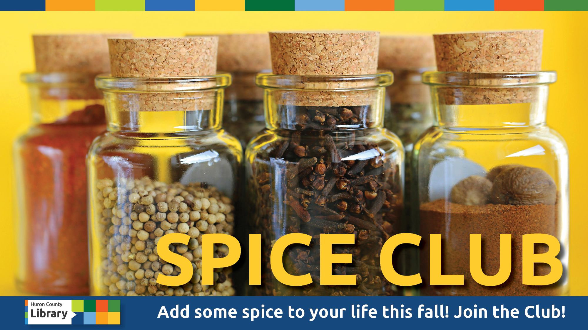 image of jars of spices with text promoting Spice Club