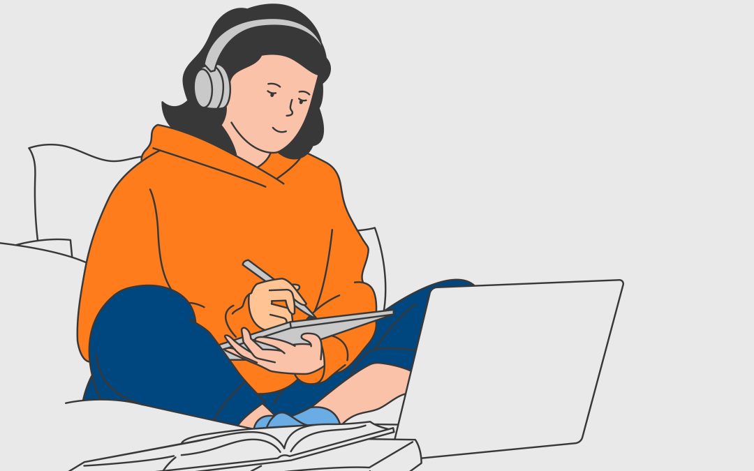 illustration of a teen on a computer