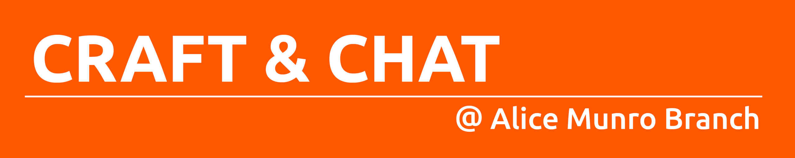 Dark orange rectangle with text promoting craft and chat at Wingham
