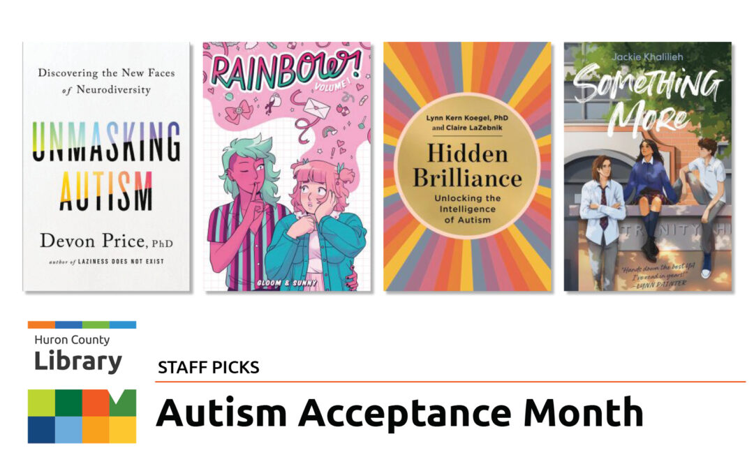 Banner featuring four book covers celebrating Autism acceptance