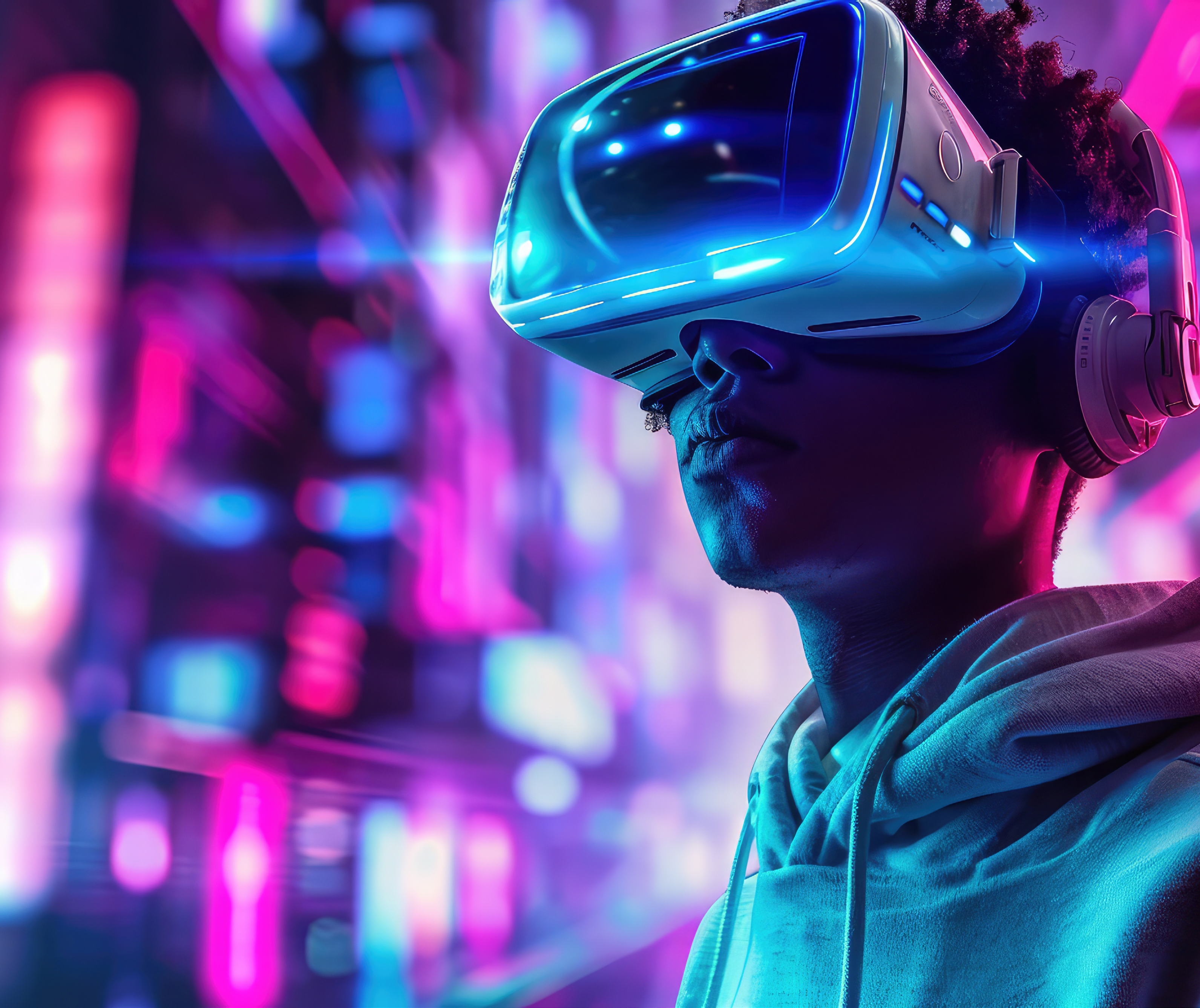 Image of a person wearing a VR headset<br />
