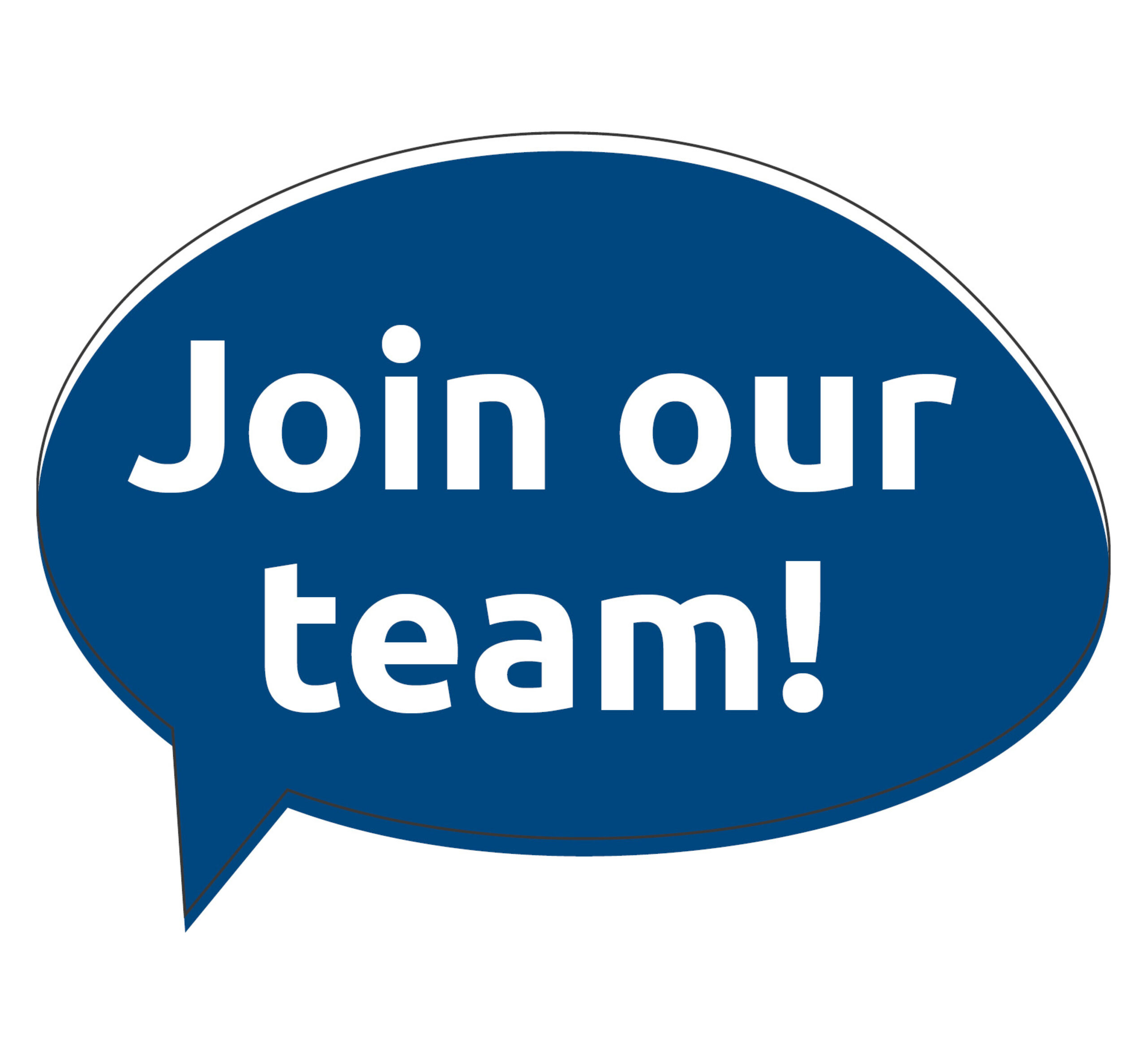 HCL - join our team bayfield Dark blue speech bubble with text reading Join our team!