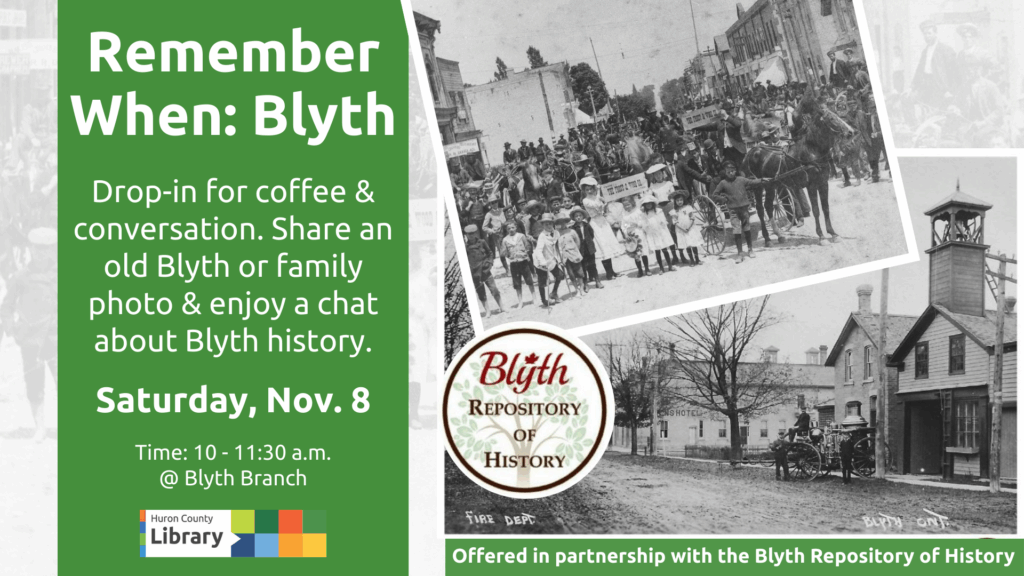 Historic black and white images of Blyth with text promoting Remember When at Blyth