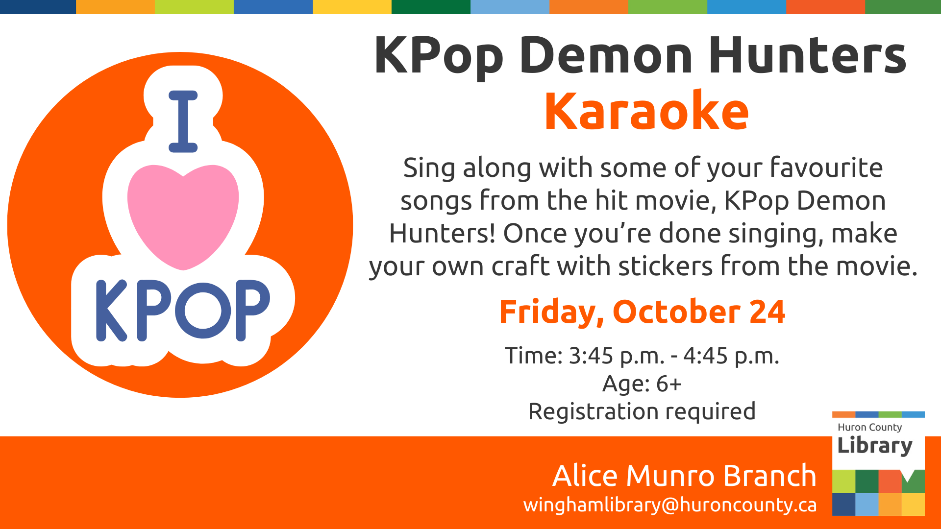 Illustration of 'I love kpop' with text promoting Kpop karaoke at Wingham